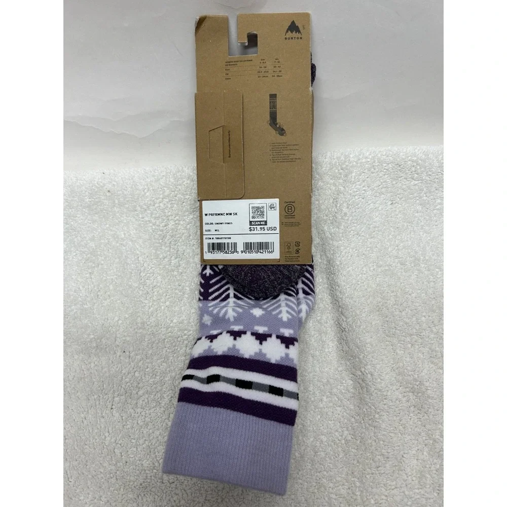 Burton Womens Size M/L Purple Performance Midweight Wool Blend Socks